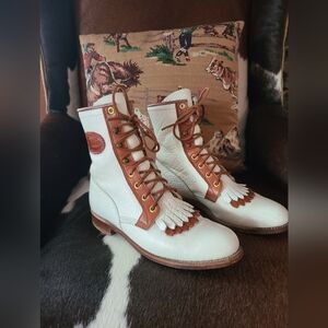 Vintage Justin Boots Lace Up Roper  Womens Size 7 B